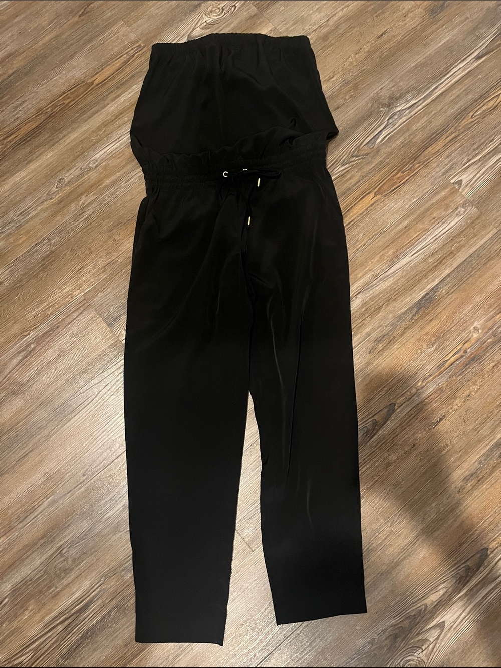 Express Black Strapless Drawstring Jumpsuit